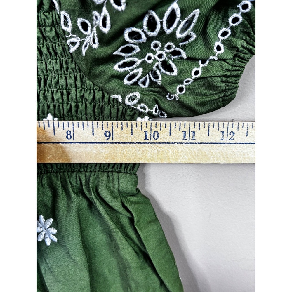 Crown & Ivy Kids Girls Green Floral Eyelet Smocked Tiered Dress Size 6 NEW - Picture 4 of 7